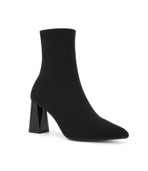 Botin Calcetin Negro con Tacon Ancho Purapiel 105526
