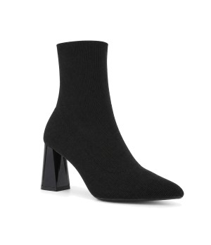 Botin Calcetin Negro con Tacon Ancho Purapiel 105526