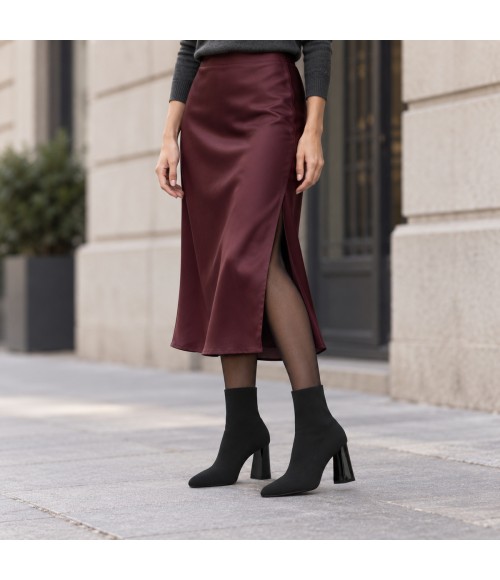 Botin Calcetin Negro con Tacon Ancho Purapiel 105526