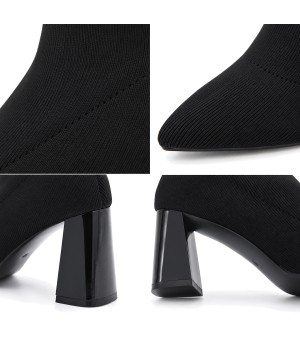 Botin Calcetin Negro con Tacon Ancho Purapiel 105526