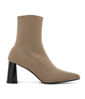 Botin Calcetin Taupe con Tacon Ancho Purapiel 105527
