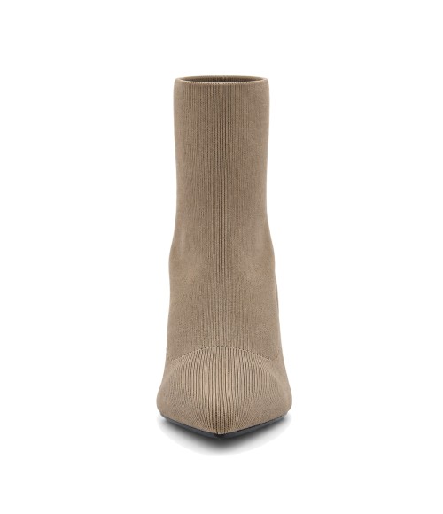 Botin Calcetin Taupe con Tacon Ancho Purapiel 105527