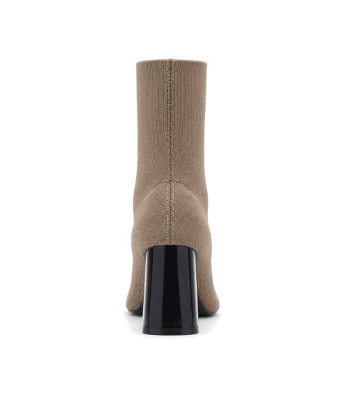 Botin Calcetin Taupe con Tacon Ancho Purapiel 105527