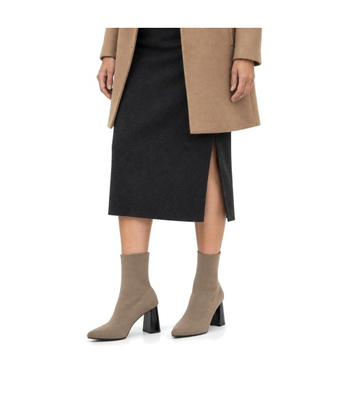 Botin Calcetin Taupe con Tacon Ancho Purapiel 105527