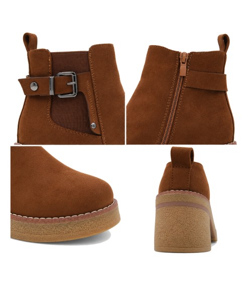 Botin Marron de Tacon Ancho y Hebilla Montevita 105528