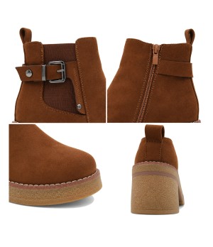 Botin Marron de Tacon Ancho y Hebilla Montevita 105528