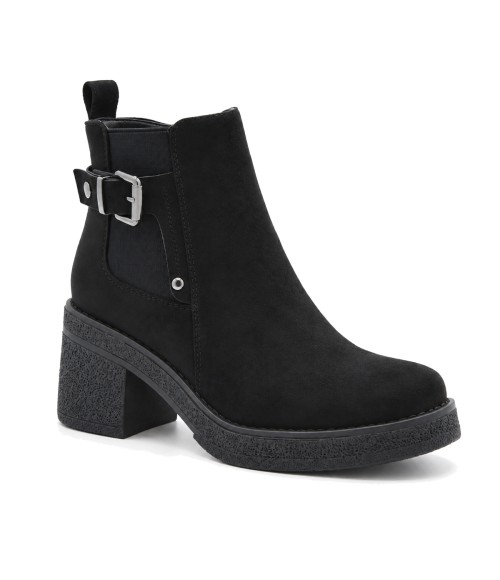 Botin Negro de Tacon Ancho y Hebilla Montevita 105529