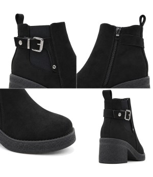 Botin Negro de Tacon Ancho y Hebilla Montevita 105529