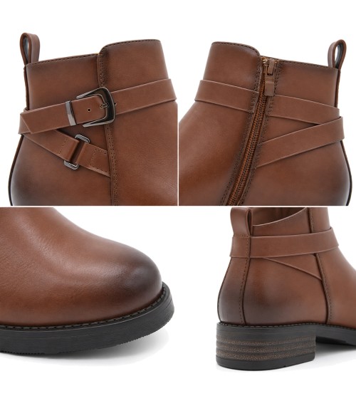 Botin Marron con Hebillas y Tacon Bajo Montevita 105530