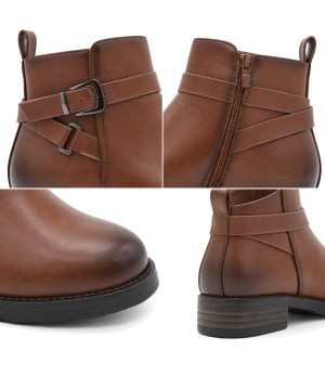 Botin Marron con Hebillas y Tacon Bajo Montevita 105530