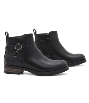 Botin Negro con Hebillas y Tacon Bajo Montevita 105531