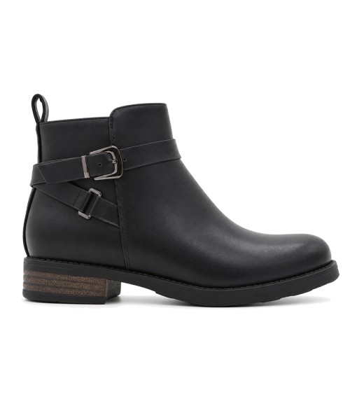 Botin Negro con Hebillas y Tacon Bajo Montevita 105531