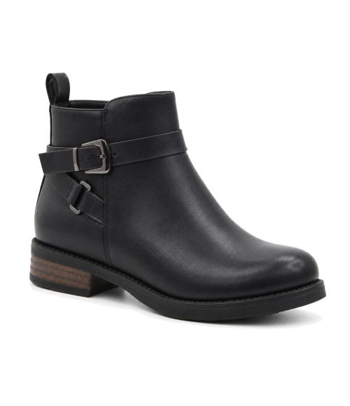 Botin Negro con Hebillas y Tacon Bajo Montevita 105531