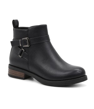 Botin Negro con Hebillas y Tacon Bajo Montevita 105531