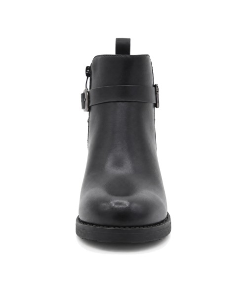 Botin Negro con Hebillas y Tacon Bajo Montevita 105531