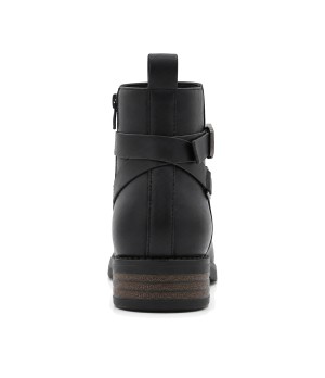 Botin Negro con Hebillas y Tacon Bajo Montevita 105531