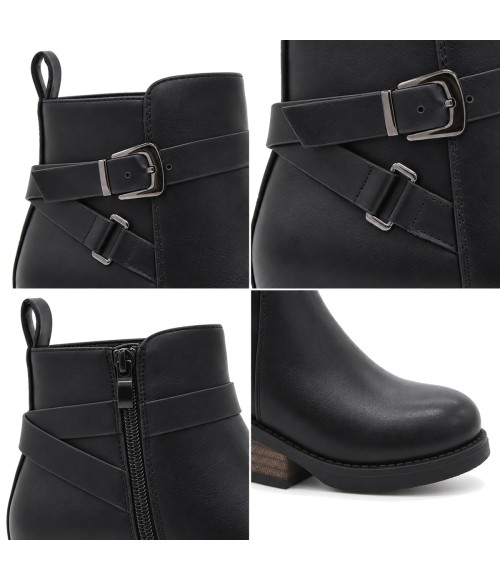 Botin Negro con Hebillas y Tacon Bajo Montevita 105531