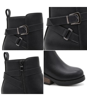Botin Negro con Hebillas y Tacon Bajo Montevita 105531