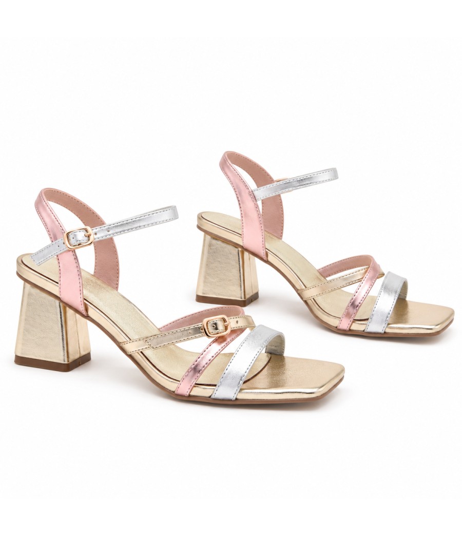 SANDALIAS DE TACON TIRAS PARA MUJER MONTEVITA PEACH 105026