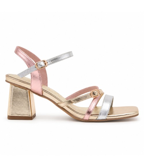 SANDALIAS DE TACON TIRAS PARA MUJER MONTEVITA PEACH 105026
