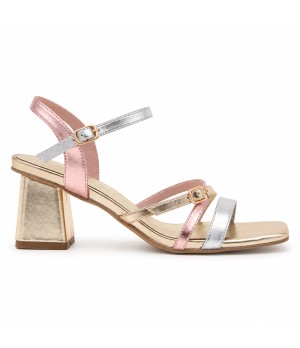 SANDALIAS DE TACON TIRAS PARA MUJER MONTEVITA PEACH 105026