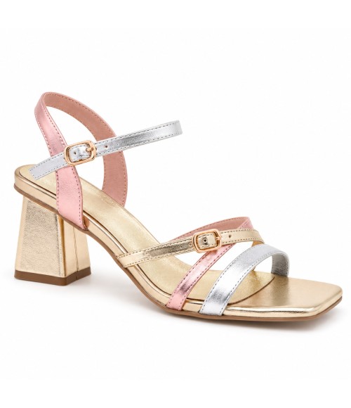 SANDALIAS DE TACON TIRAS PARA MUJER MONTEVITA PEACH 105026