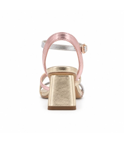 SANDALIAS DE TACON TIRAS PARA MUJER MONTEVITA PEACH 105026