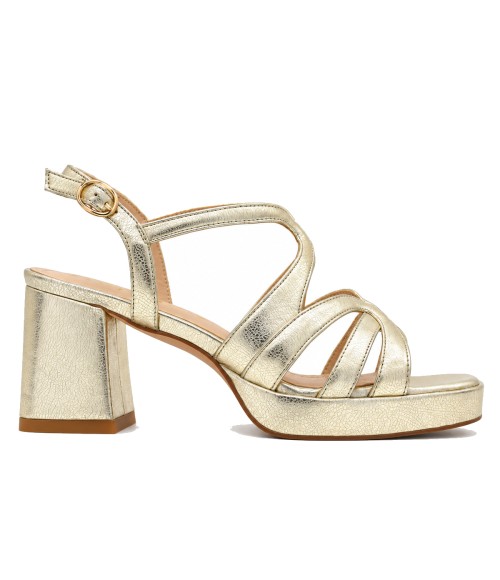 Sandalia De Tacon Ancho Y Tiras Para Mujer Montevita Venten 105079