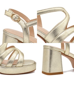 Sandalia De Tacon Ancho Y Tiras Para Mujer Montevita Venten 105079