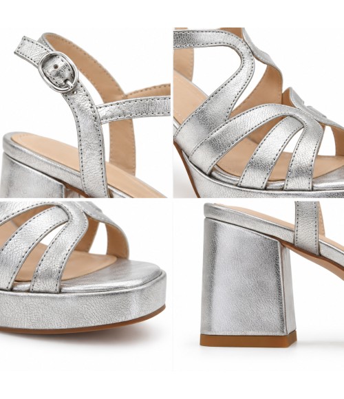 Sandalia De Tacon Ancho Y Tiras Para Mujer Montevita Venten 105079