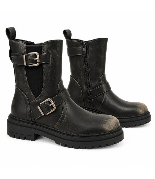 Botin Biker Negro con Hebillas Montevita Bottivita79 105534