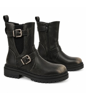 Botin Biker Negro con Hebillas Montevita Bottivita79 105534