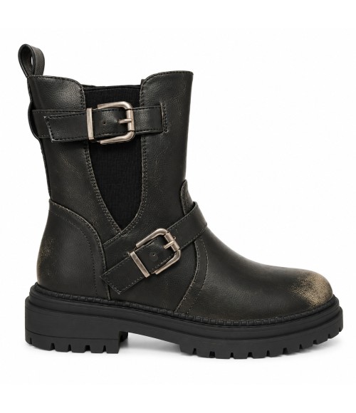 Botin Biker Negro con Hebillas Montevita Bottivita79 105534