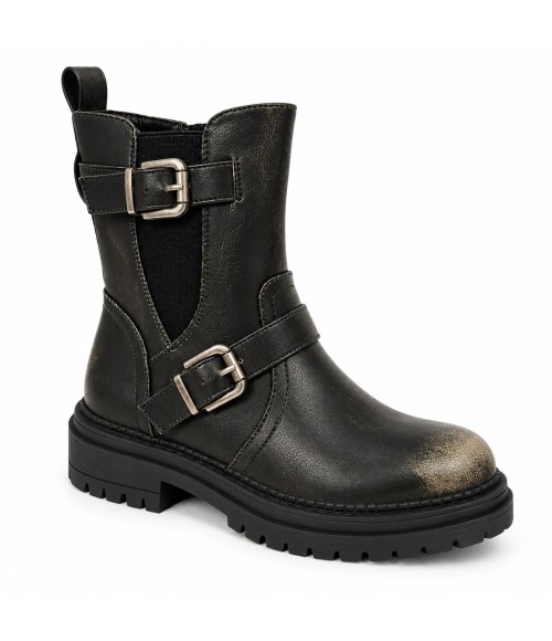 Botin Biker Negro con Hebillas Montevita Bottivita79 105534