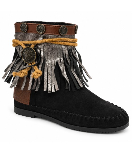 Botin Negro Boho con Flecos Montevita Bottivita82 105537