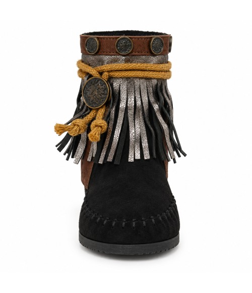 Botin Negro Boho con Flecos Montevita Bottivita82 105537