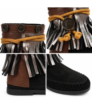 Botin Negro Boho con Flecos Montevita Bottivita82 105537