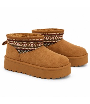 Botin Camel con Plataforma y Cuello Jacquard Montevita Bottivita83 105538