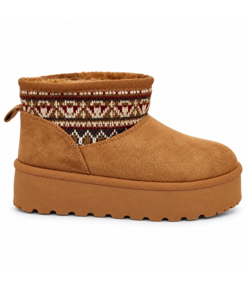 Botin Camel con Plataforma y Cuello Jacquard Montevita Bottivita83 105538
