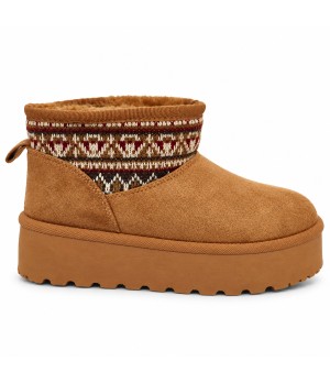 Botin Camel con Plataforma y Cuello Jacquard Montevita Bottivita83 105538