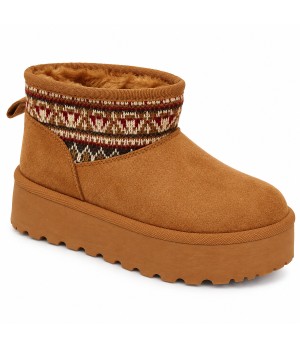 Botin Camel con Plataforma y Cuello Jacquard Montevita Bottivita83 105538