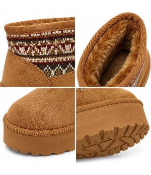 Botin Camel con Plataforma y Cuello Jacquard Montevita Bottivita83 105538