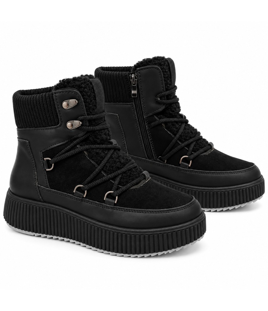 Botin Negro con Cordones y Plataforma Montevita Bottivita84 105539