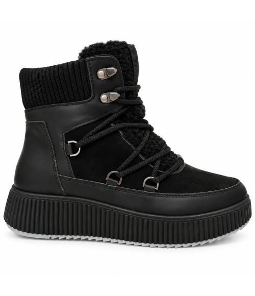 Botin Negro con Cordones y Plataforma Montevita Bottivita84 105539