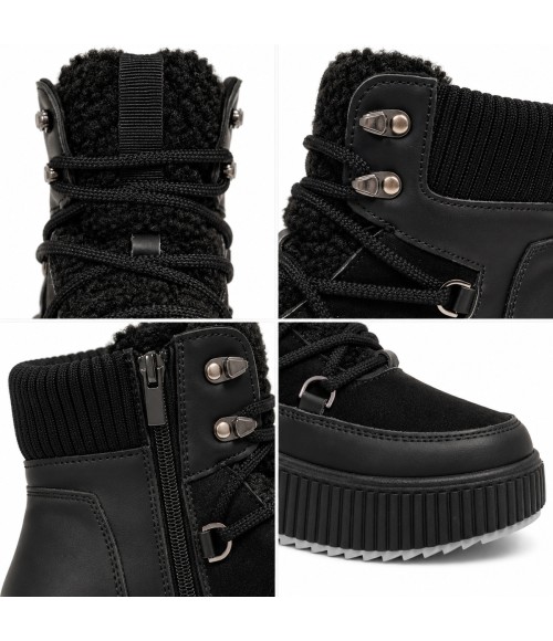 Botin Negro con Cordones y Plataforma Montevita Bottivita84 105539