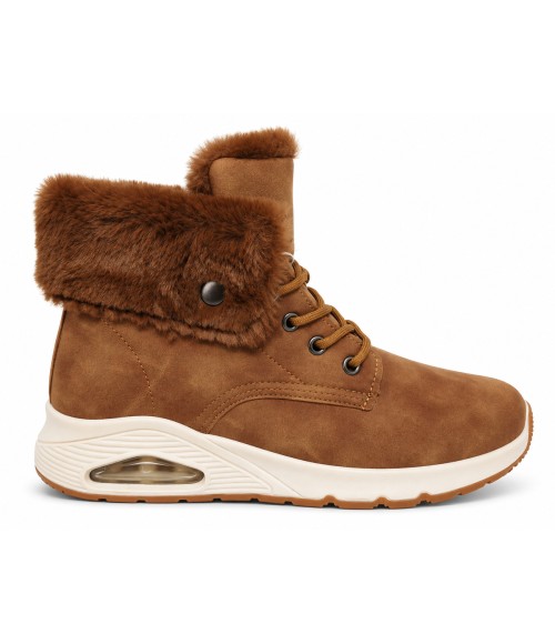 Botin Camel con Cordones y Cuello Efecto Pelo Montevita Bottivita85 105540