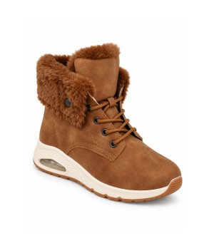 Botin Camel con Cordones y Cuello Efecto Pelo Montevita Bottivita85 105540