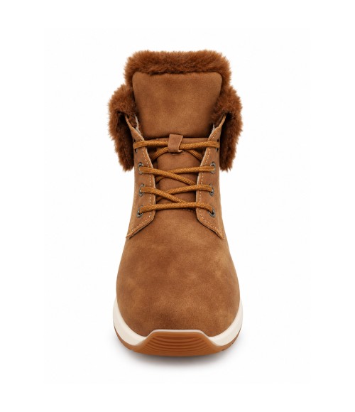 Botin Camel con Cordones y Cuello Efecto Pelo Montevita Bottivita85 105540