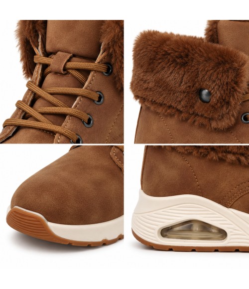 Botin Camel con Cordones y Cuello Efecto Pelo Montevita Bottivita85 105540