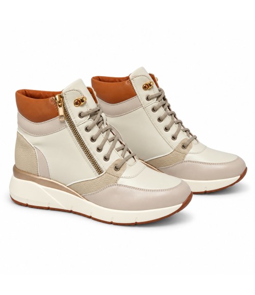 Zapatilla Alta Beige con Cremallera y Cordones Montevita Sneakvita1 105541